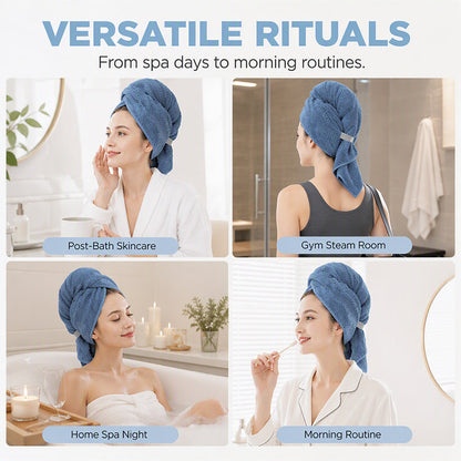 Microfiber Hair Drying Towel Wrap with Elastic Band