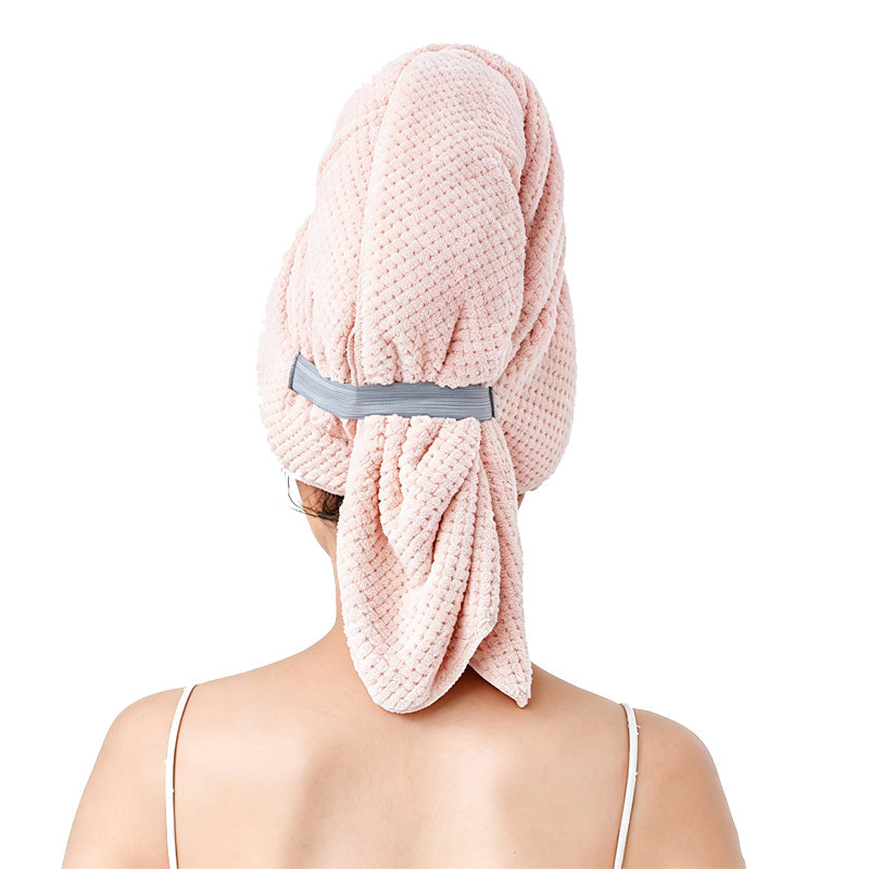 Microfiber Hair Drying Towel Wrap with Elastic Band