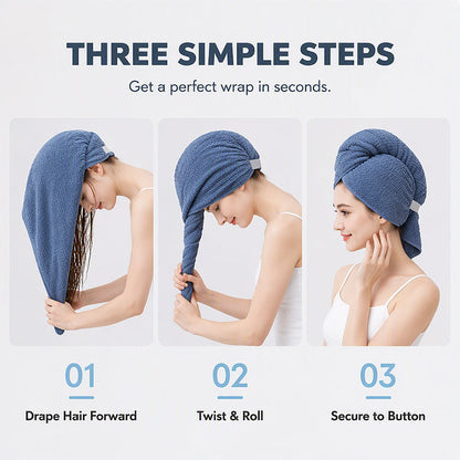 Microfiber Hair Drying Towel Wrap with Elastic Band