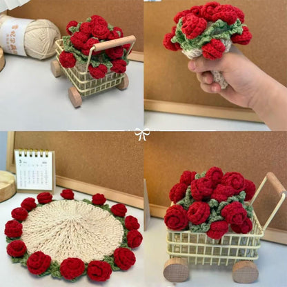 Handmade coasters made from floral yarn
