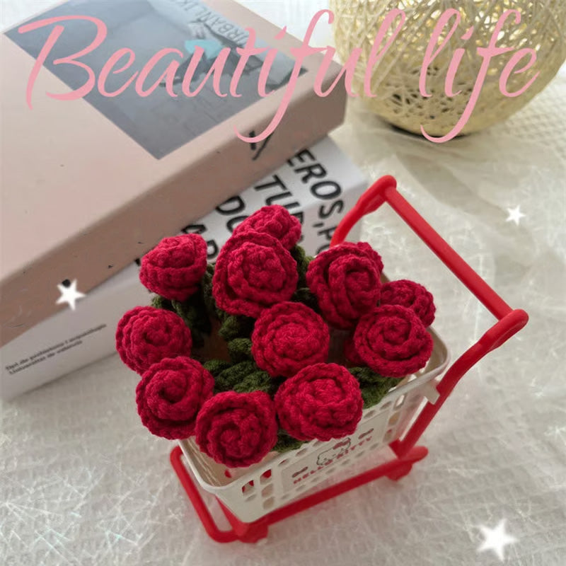 Handmade coasters made from floral yarn