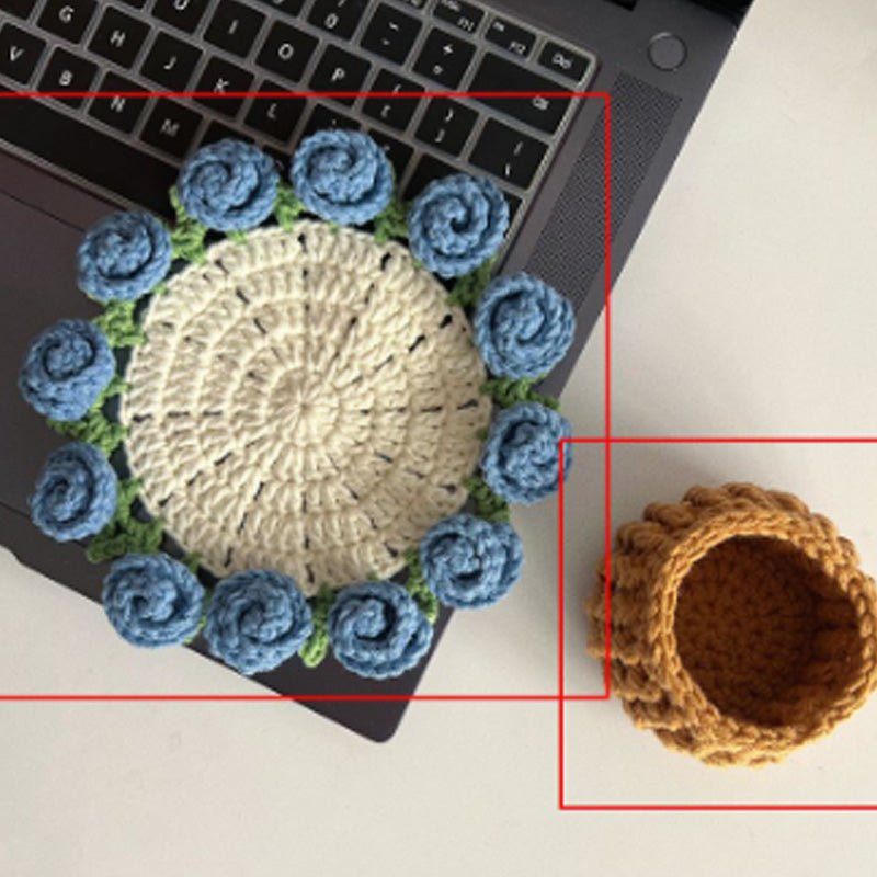 Handmade coasters made from floral yarn