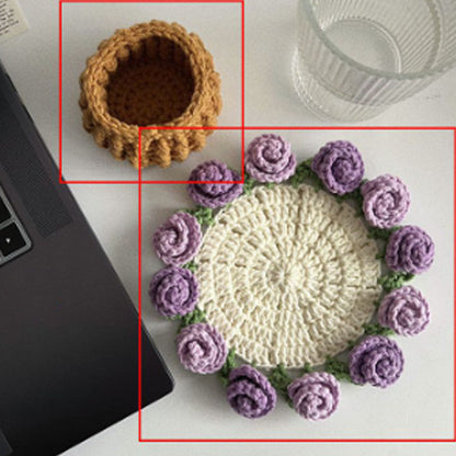 Handmade coasters made from floral yarn