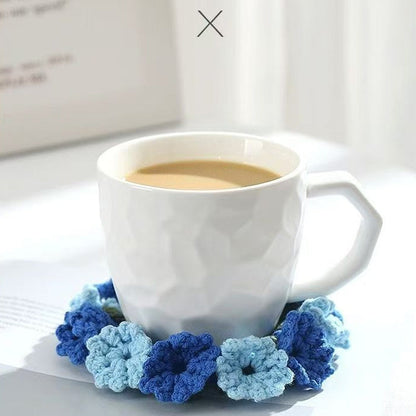 Handmade coasters made from floral yarn