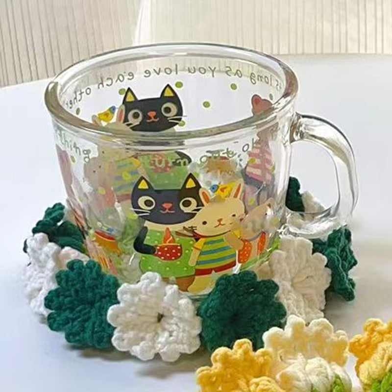 Handmade coasters made from floral yarn