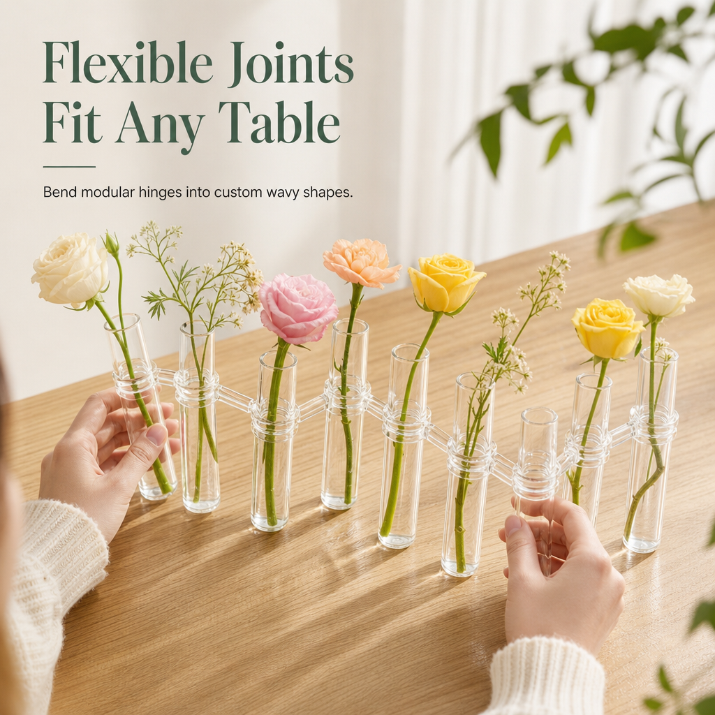 Clear Glass Test Tube Vase Set with Cleaning Brush