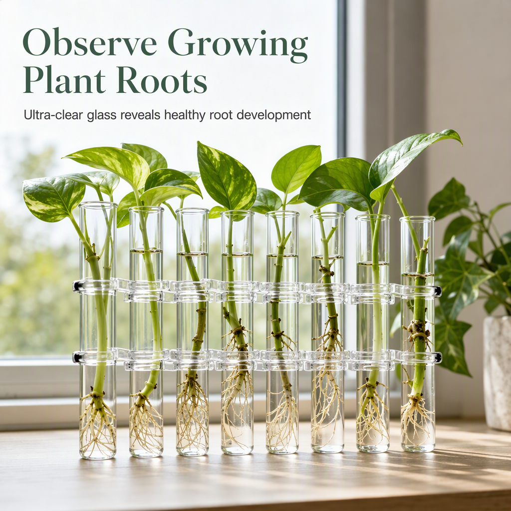 Clear Glass Test Tube Vase Set with Cleaning Brush