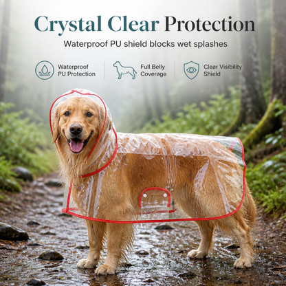 🌧️ LIMITED-TIME 50% OFF! 🐾 Transparent Waterproof Dog Raincoat – Clear Hood, Adjustable Fit, Multi-size 🐶