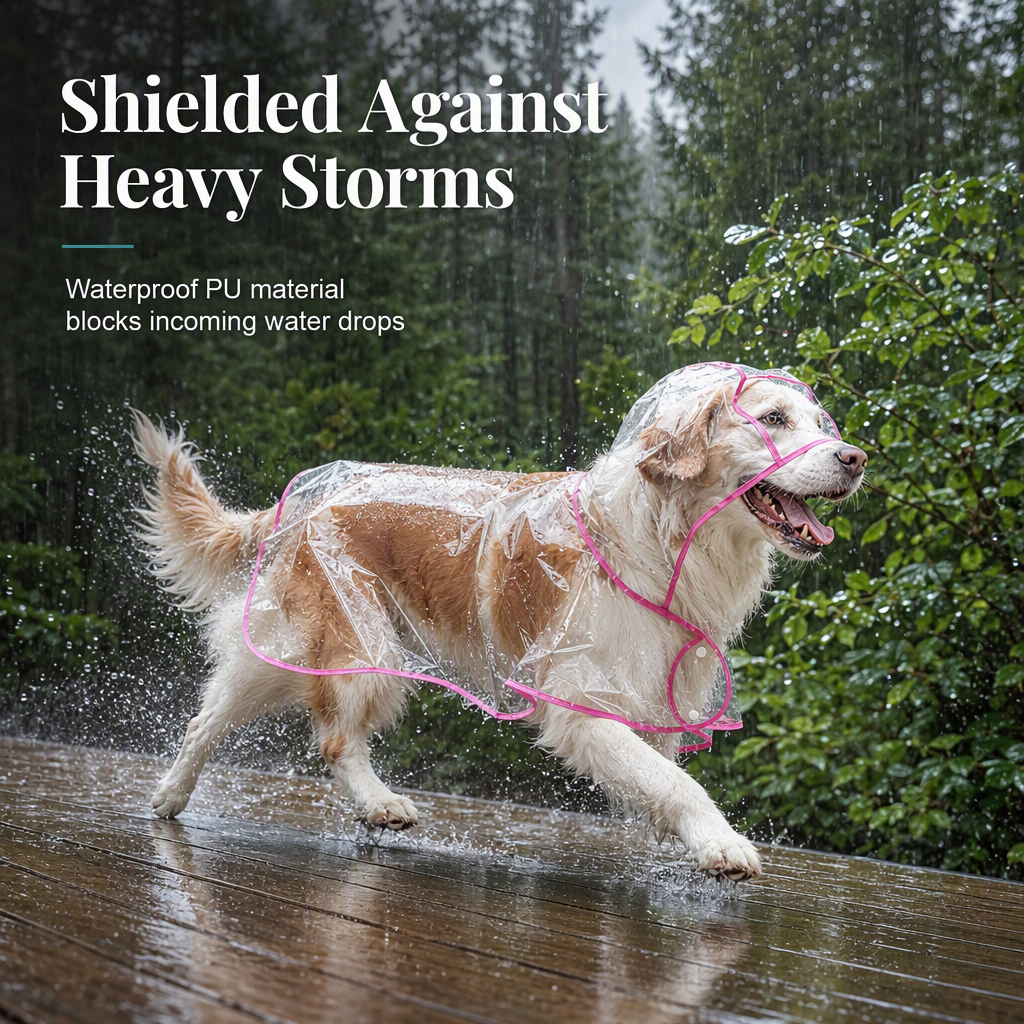 🌧️ LIMITED-TIME 50% OFF! 🐾 Transparent Waterproof Dog Raincoat – Clear Hood, Adjustable Fit, Multi-size 🐶