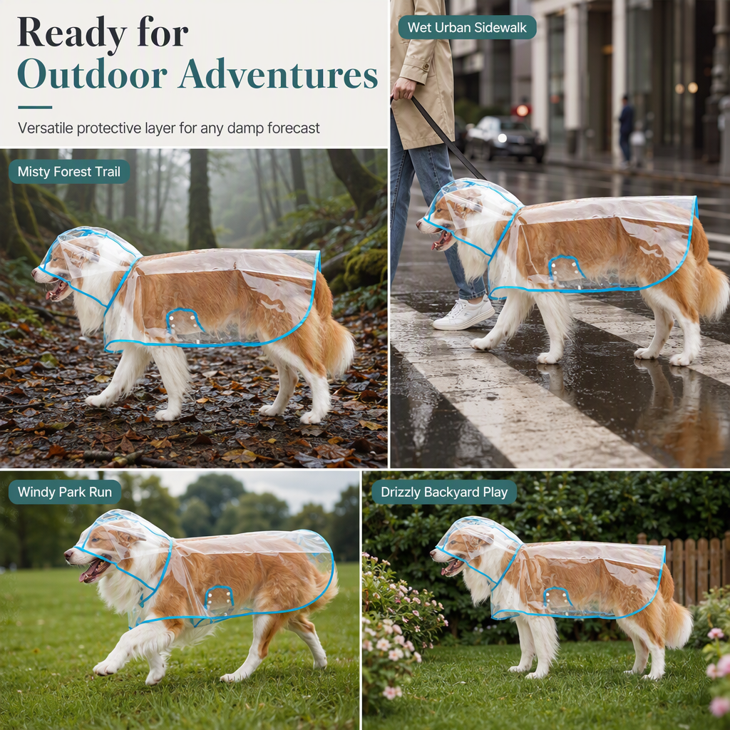 🌧️ LIMITED-TIME 50% OFF! 🐾 Transparent Waterproof Dog Raincoat – Clear Hood, Adjustable Fit, Multi-size 🐶