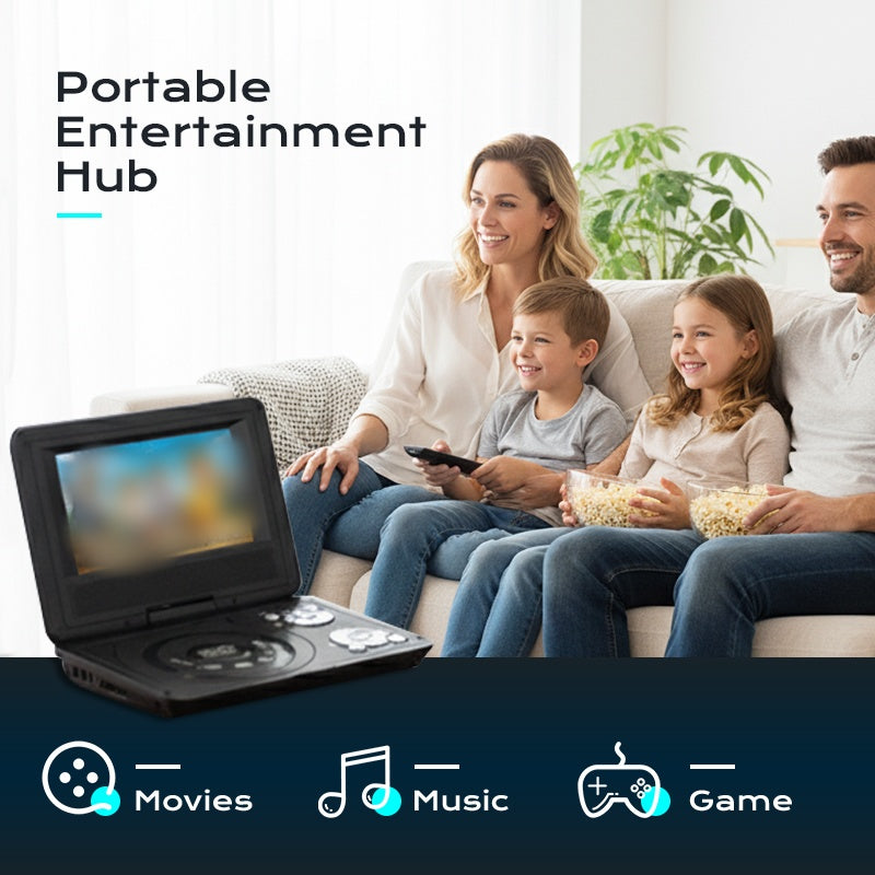 📀50% OFF NOW! 7.8 Inch Portable DVD EVD Player with Game Function, Swivel Screen Rechargeable Portable CD DVD Player for Car, Home & Travel