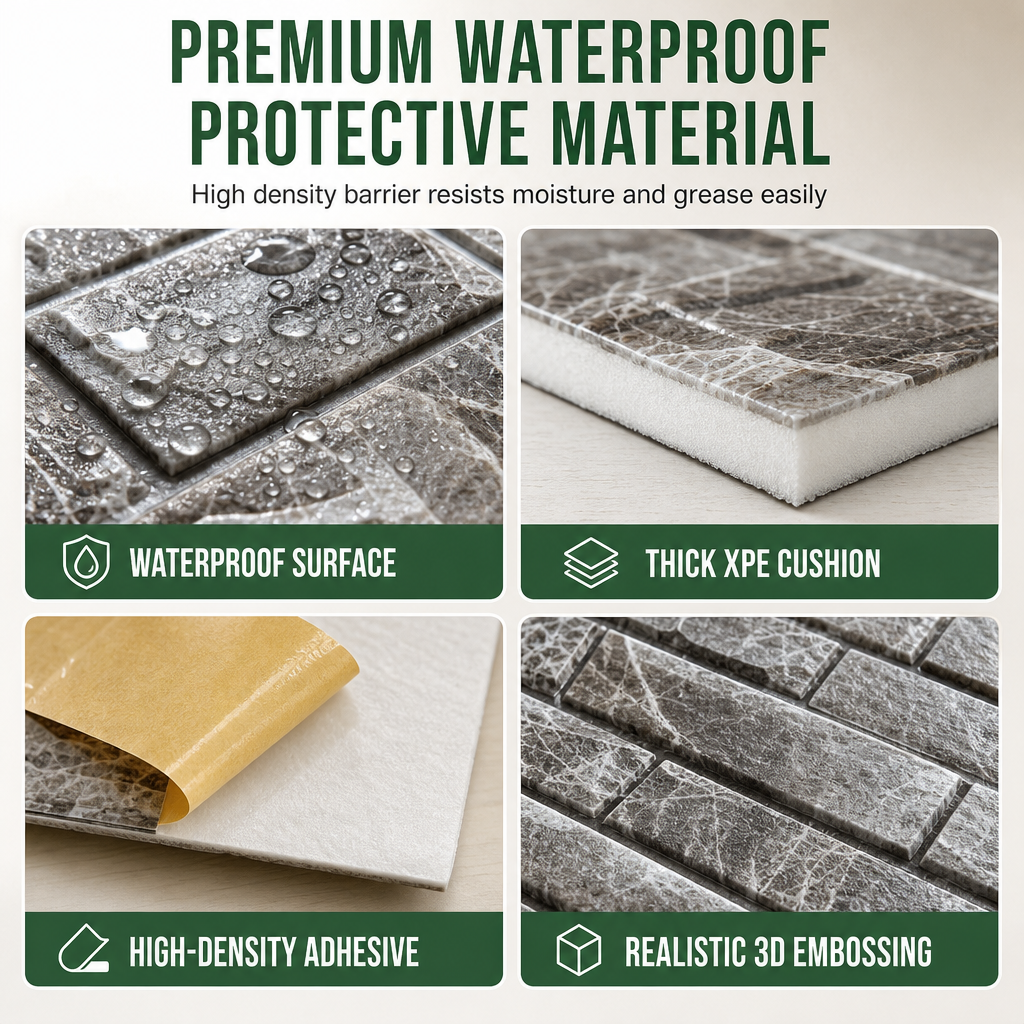 🍃🏆 Last-Day Special: 50% OFF! ⏰ Self-Adhesive 3D Tile Panels – Realistic Brick Texture XPE Foam, Waterproof Cushioning Collision Protection, Wipe-Clean Stain Resistant – 16 Colors 3 Sizes for Wall Makeover 🏡🧱
