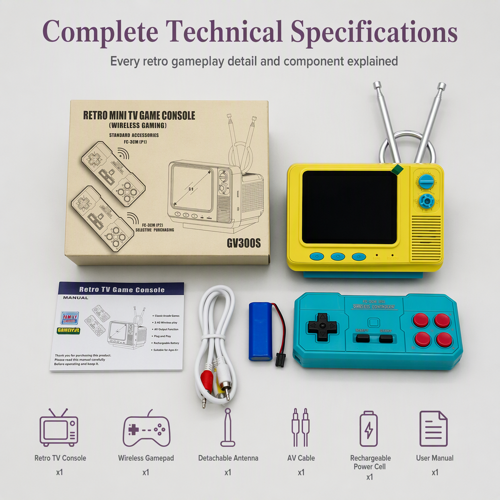 Classic Retro Mini Bookshelf TV Handheld Game Console GV300S New TF Card Version Nostalgic Wireless Game Player