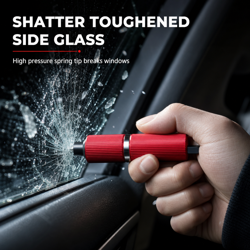 ⏳LIMITED TIME 50% OFF 🚨Mini Spring-Loaded Car Emergency Escape Tool | Window Breaker & Recessed Seatbelt Cutter🪟