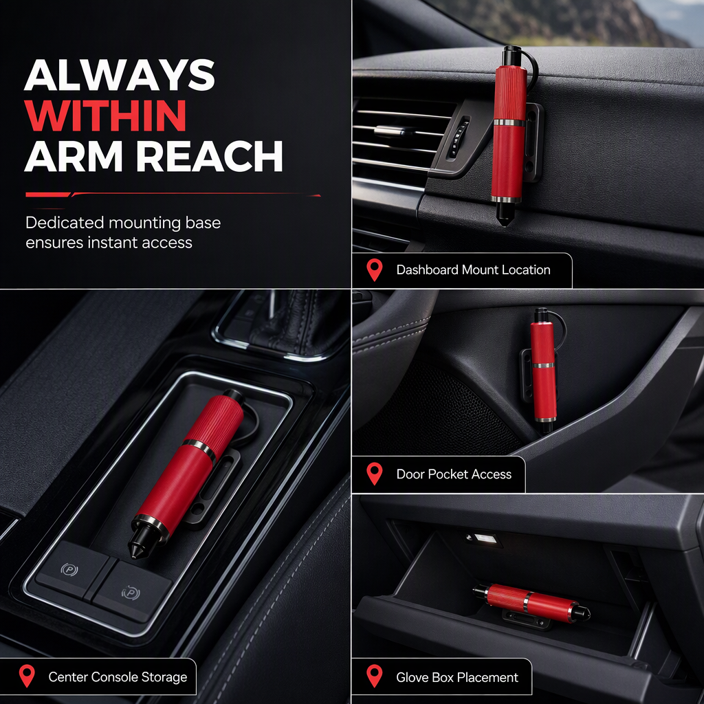 ⏳LIMITED TIME 50% OFF 🚨Mini Spring-Loaded Car Emergency Escape Tool | Window Breaker & Recessed Seatbelt Cutter🪟