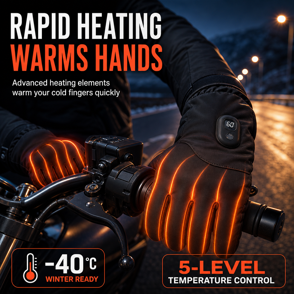Electric Heated Gloves for Men and Women Winter Warm Touchscreen Thermal Gloves for Motorcycle Riding Skiing and Outdoor Sports