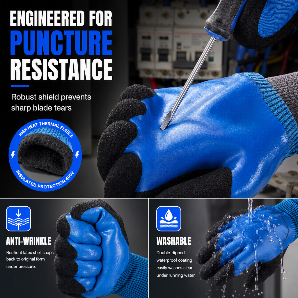 🧤 Waterproof Fleece-Lined Winter Work Gloves