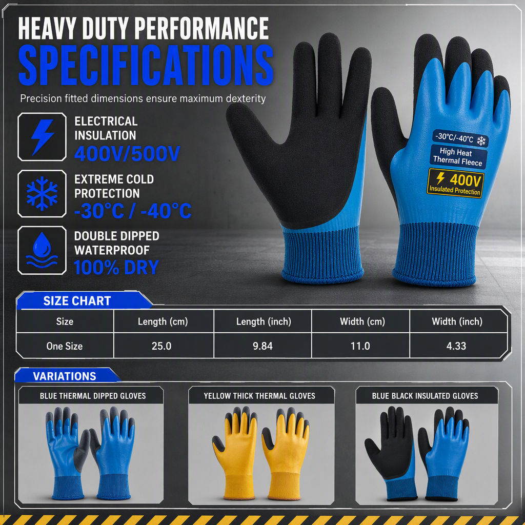 🧤 Waterproof Fleece-Lined Winter Work Gloves