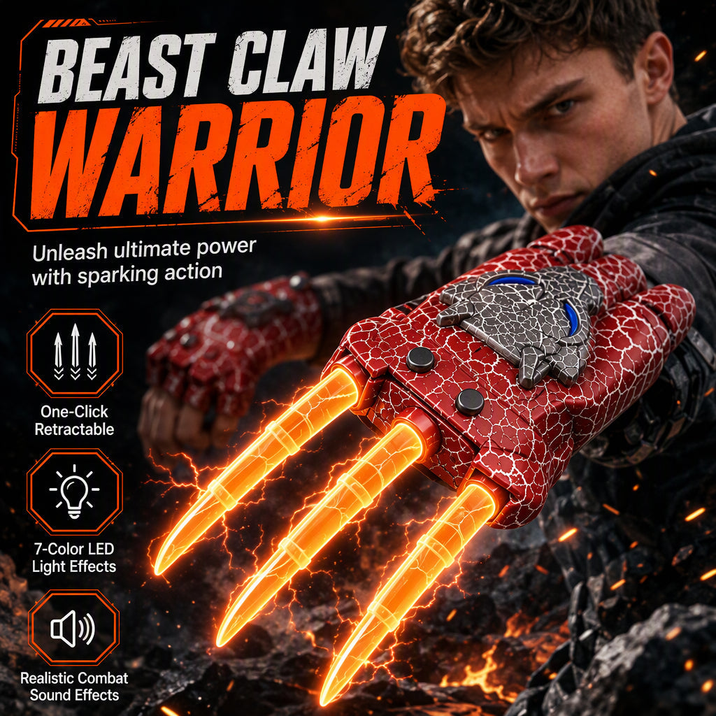 Retractable Light Up Flame Claws Toy with LED Light Effects