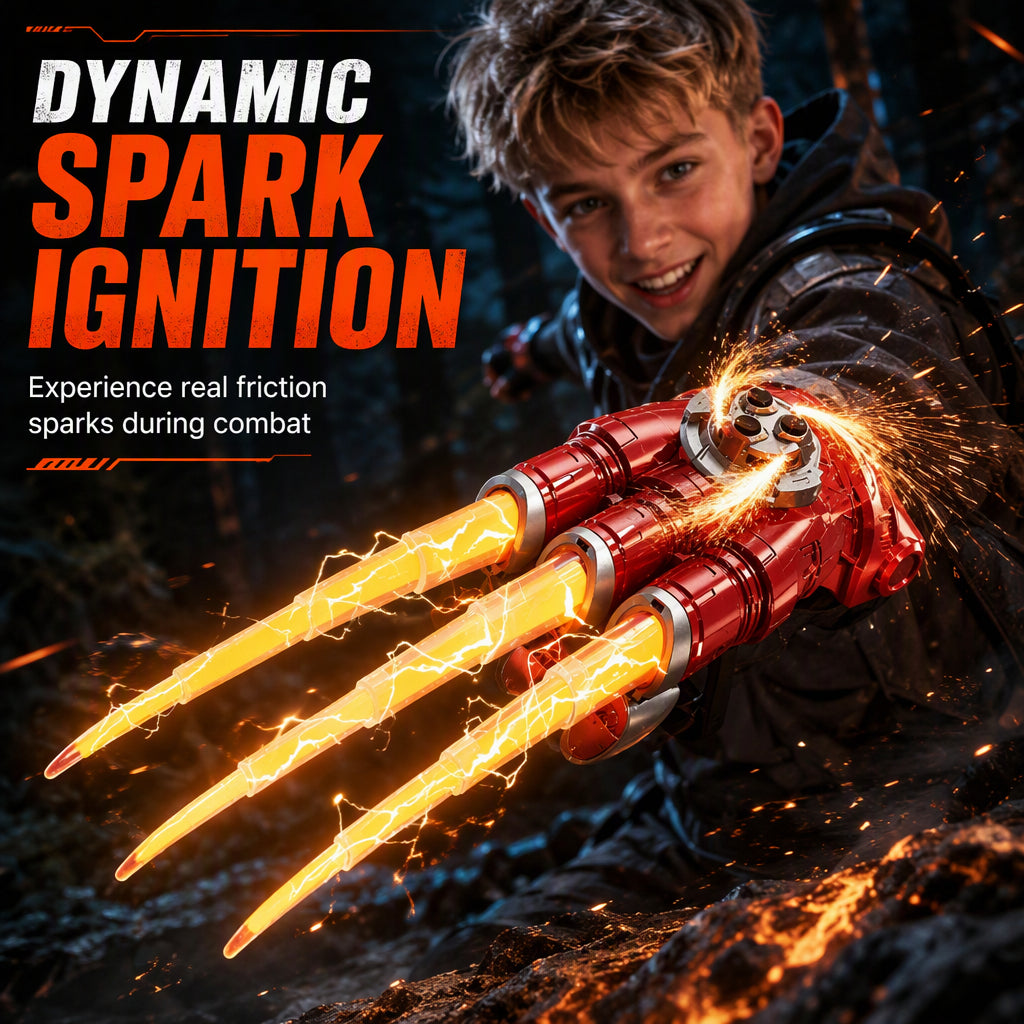 Retractable Light Up Flame Claws Toy with LED Light Effects