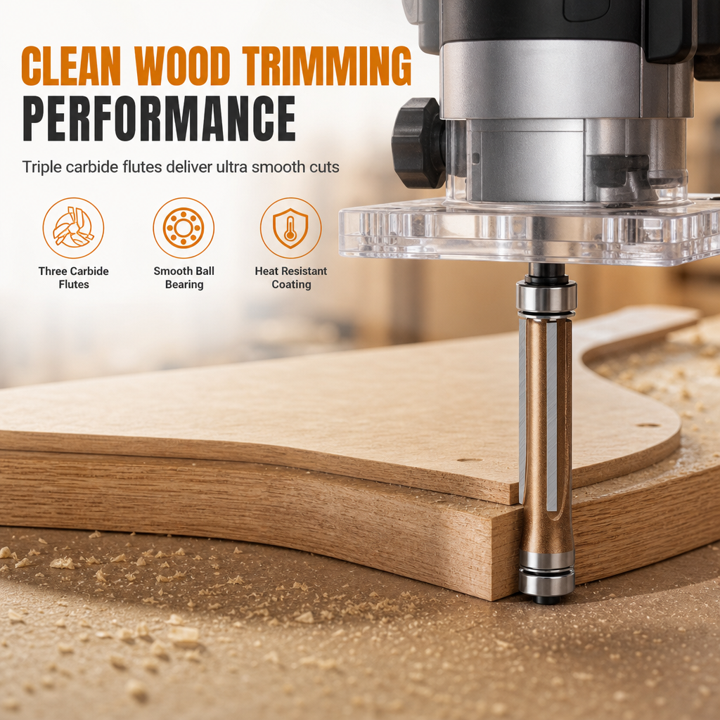 3-Flute Carbide Flush Trim Router Bit