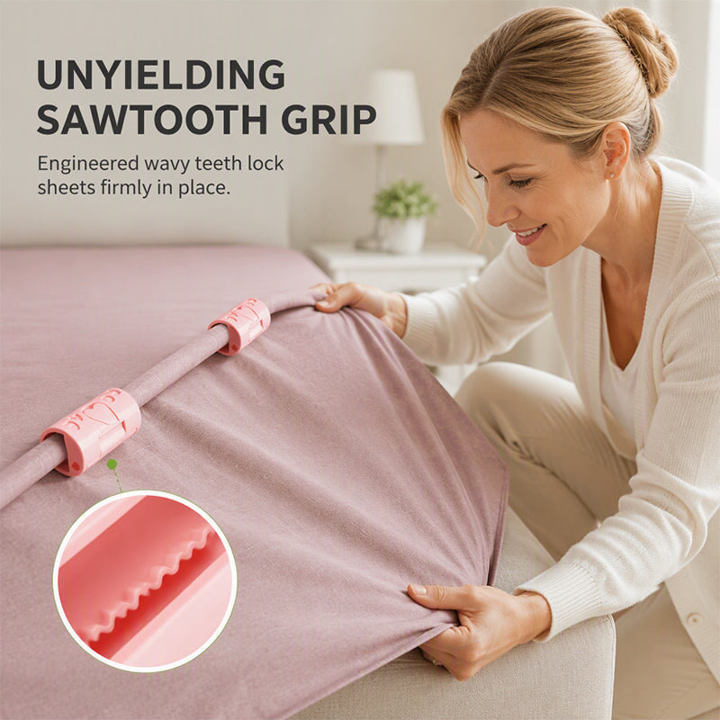 🥳HOT SALE🥳💞6 pcs per bag! 🛏️📌 50% OFF! Needle-Free Bedsheet Clip  durable ABS, grip edges without sharp pins. Keep sheets neatly in place! 🛡️✅