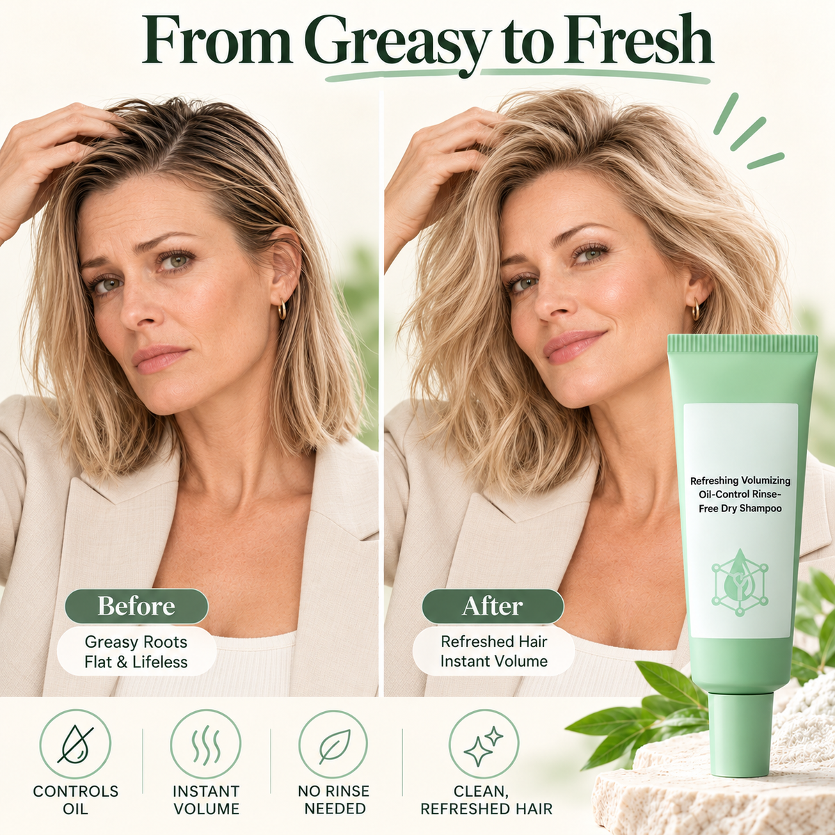 Refreshing Volumizing Rinse-Free Dry Shampoo Gel