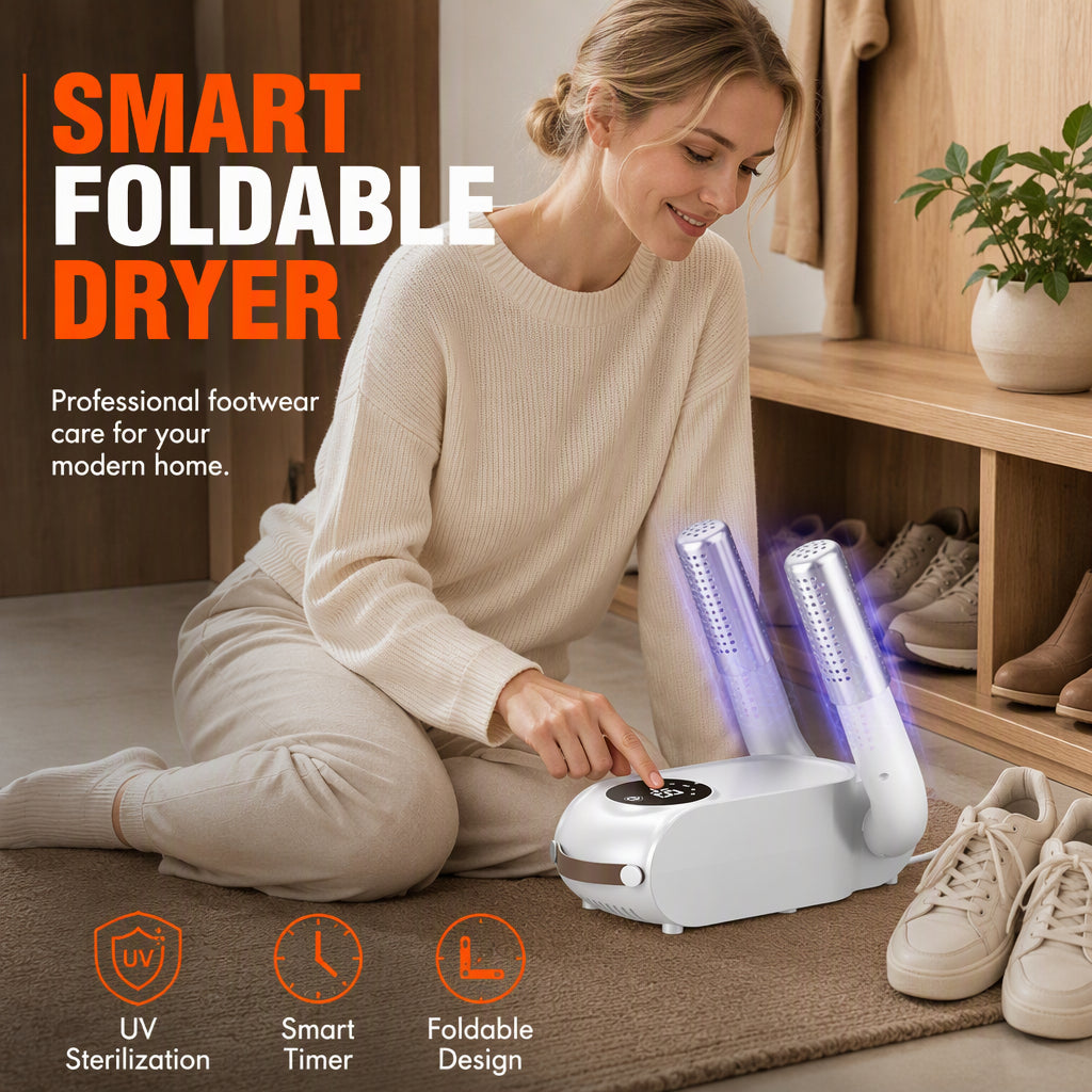 Foldable Shoe Dryer with Smart Timer and UV Light