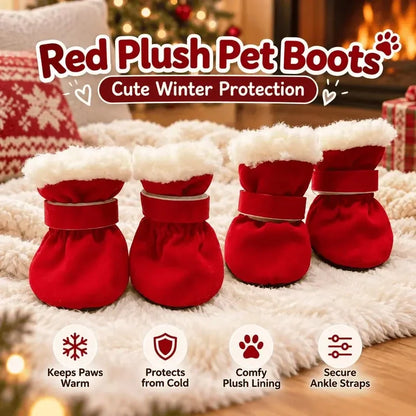 Warm Winter Dog Boots with Soft Plush Lining