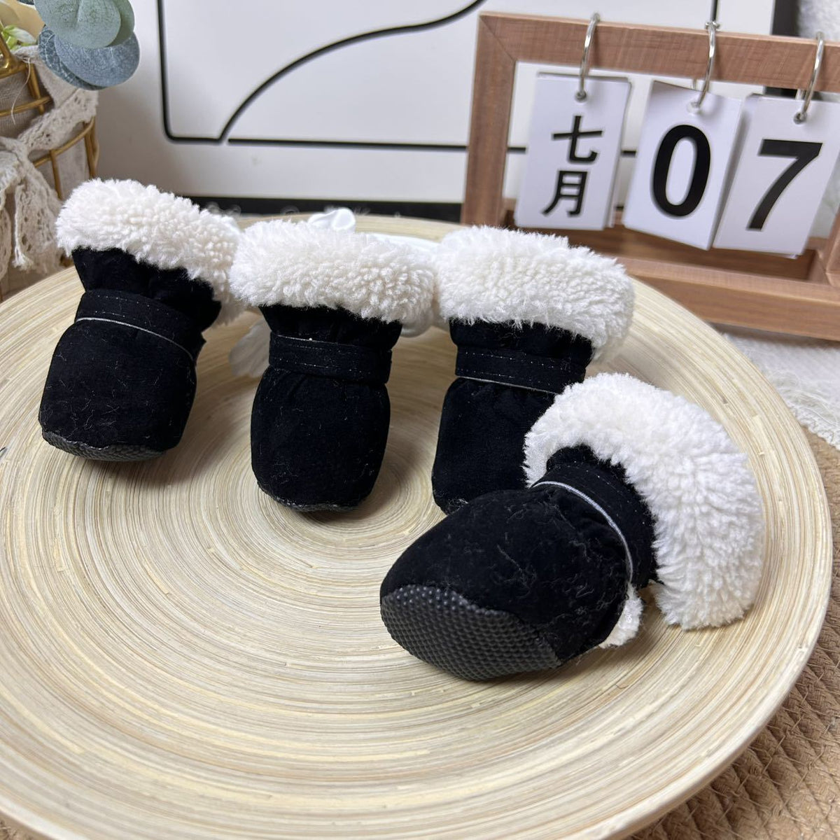 Warm Winter Dog Boots with Soft Plush Lining