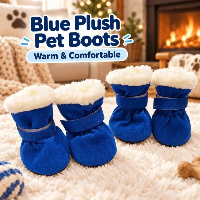 Warm Winter Dog Boots with Soft Plush Lining