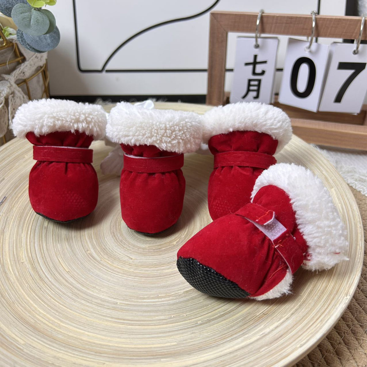 Warm Winter Dog Boots with Soft Plush Lining