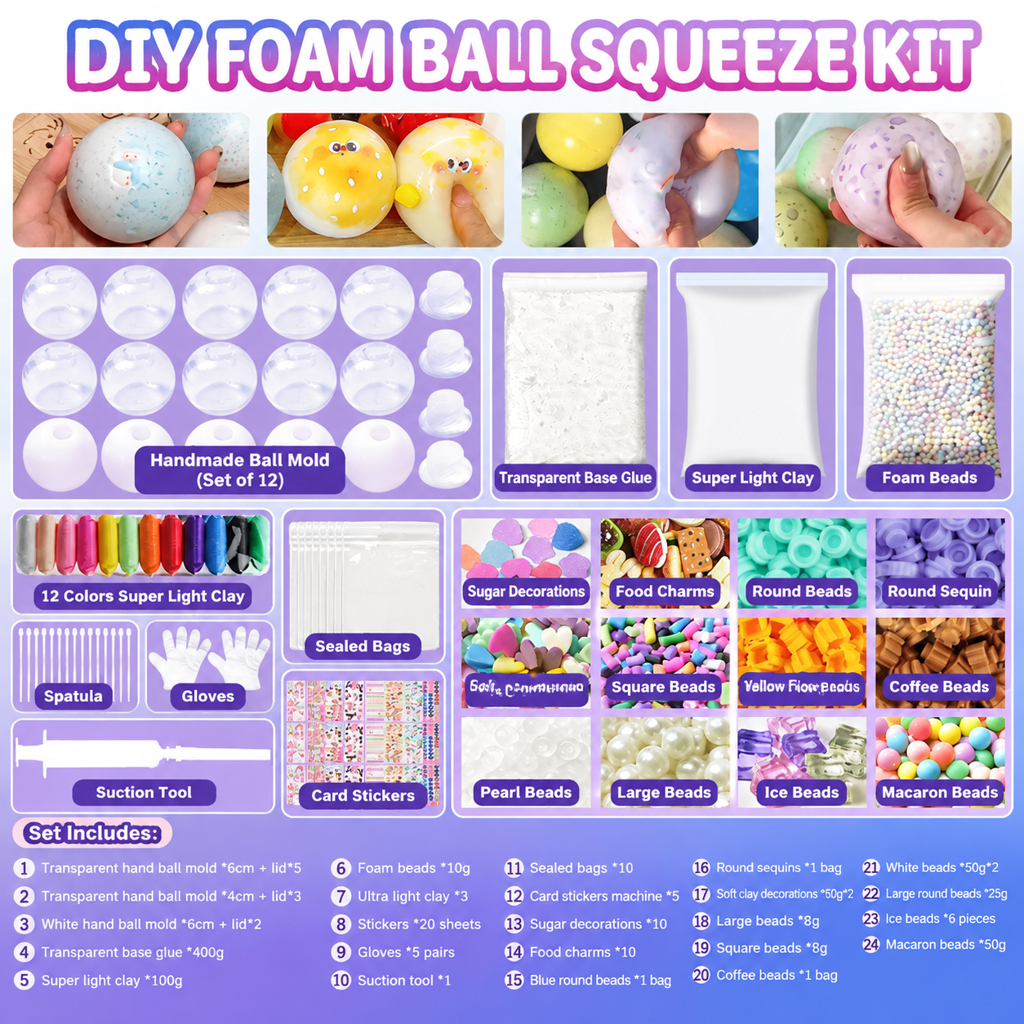 📢📢50% OFF !! ⏰💞50K+ SOLD! 🧪DIY Squeeze Ball Making Kit – mix colorful clay & sparkling fillers, leak-proof slow-rising fun. No-mess craft for kids! 🎨✅