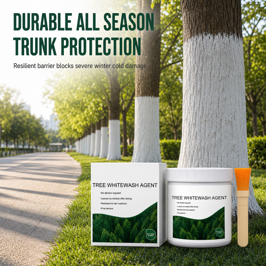 Tree Trunk Whitewash Protective Set 300g with Brush for Frost and Insect Protection on Roadside Trees