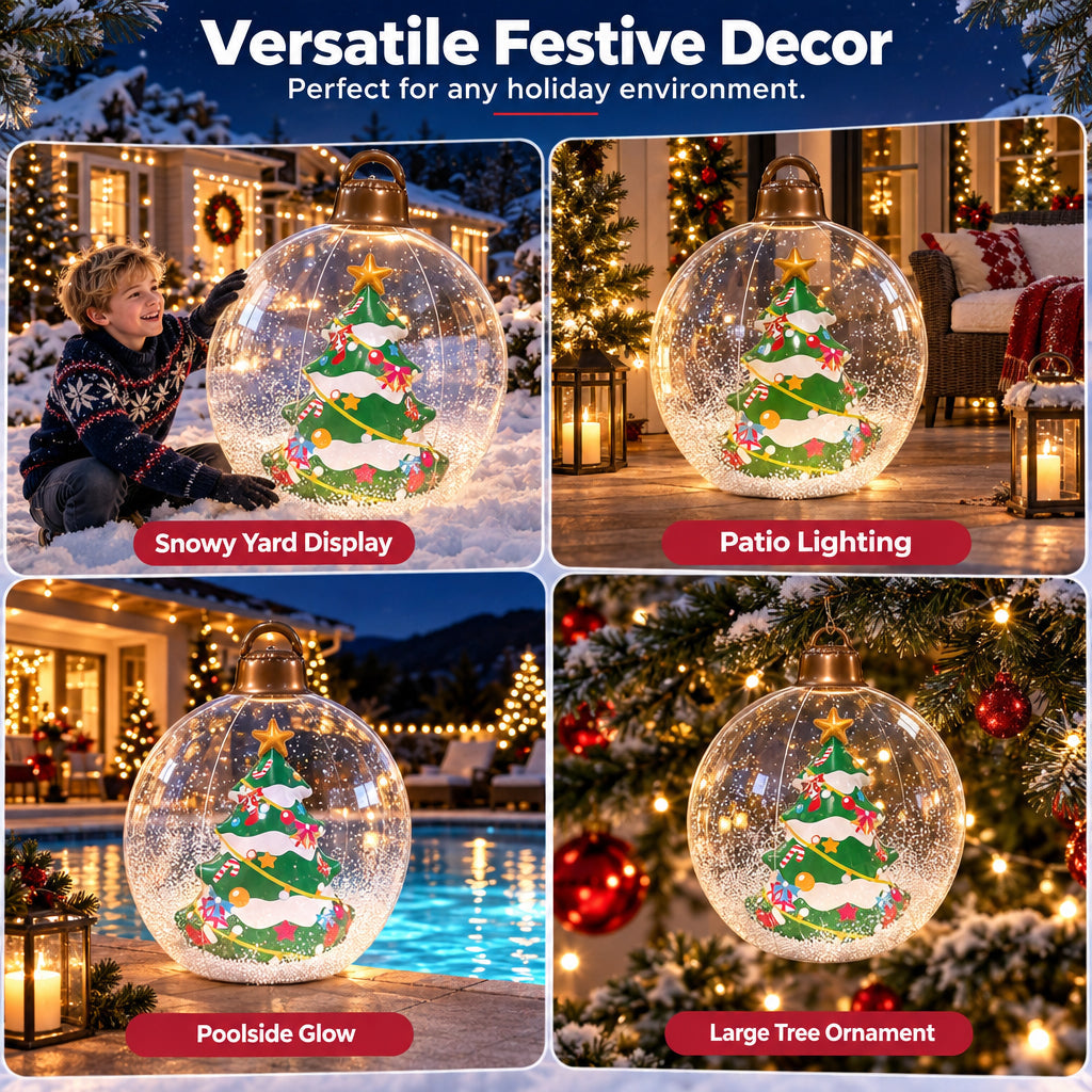 Inflatable Christmas Ball with Colorful LED Lights
