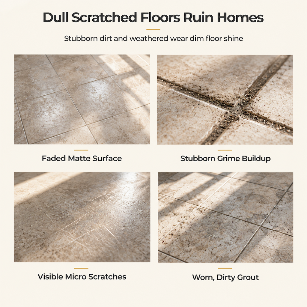 Tile & Floor Restorer & Polish | Scratch Repair Deep Cleaner, High Gloss Quick-Dry Formula for Ceramic Tiles & Hard Floors