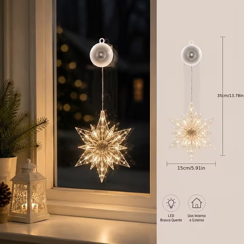 ⏳LAST DAY SALE ONLY ￡10.99!!🎄❄️ DIY Christmas Snowflake Suction Cup LED Lights ✨ | Battery Operated, Warm & Multi-Colour, Window Suction Lights, Christmas Home & Party Decor