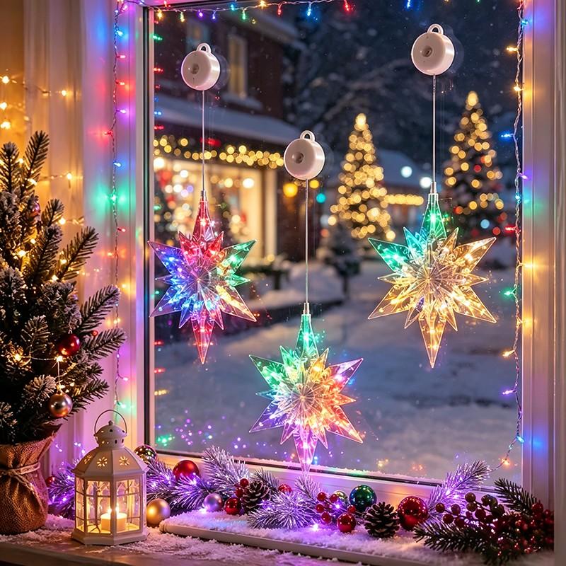 ⏳LAST DAY SALE ONLY ￡10.99!!🎄❄️ DIY Christmas Snowflake Suction Cup LED Lights ✨ | Battery Operated, Warm & Multi-Colour, Window Suction Lights, Christmas Home & Party Decor