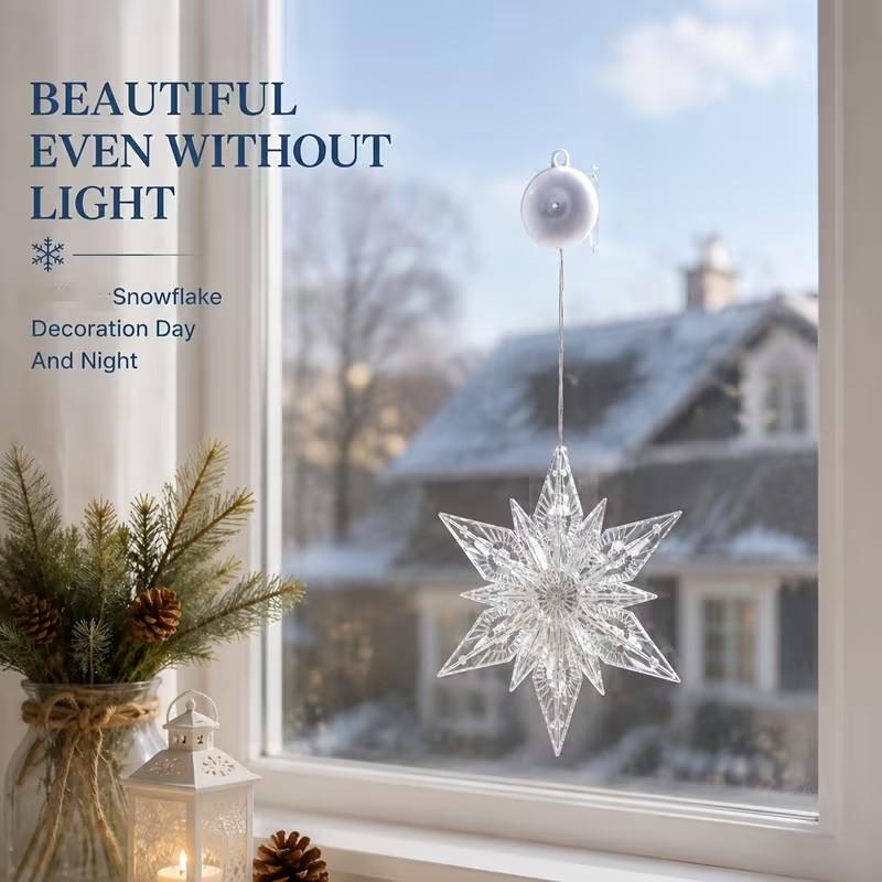 ⏳LAST DAY SALE ONLY ￡10.99!!🎄❄️ DIY Christmas Snowflake Suction Cup LED Lights ✨ | Battery Operated, Warm & Multi-Colour, Window Suction Lights, Christmas Home & Party Decor