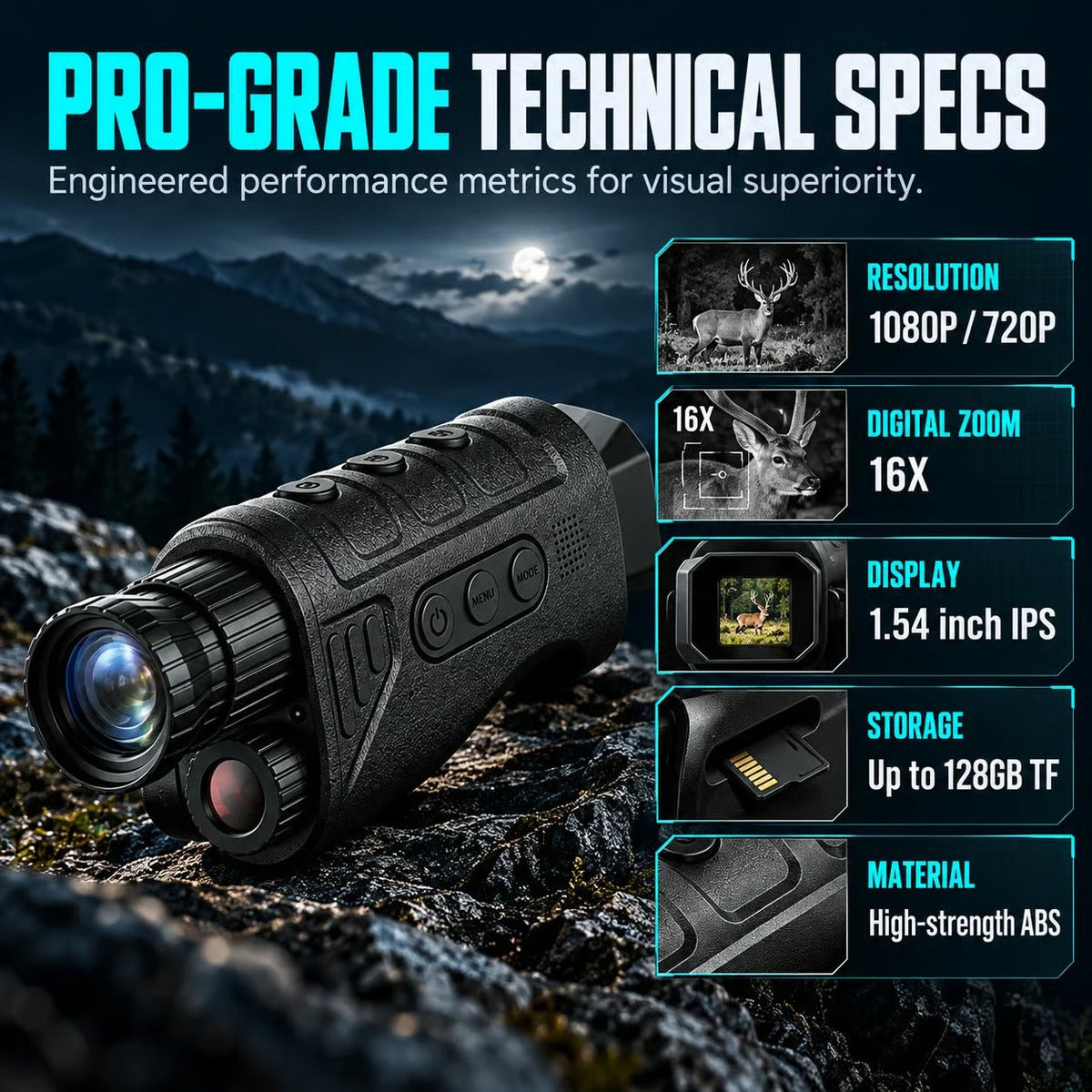 📢📢 66% OFF🔍1080P HD Night Vision Monocular – 16X Digital Zoom for Outdoor Adventures & Wildlife Viewing