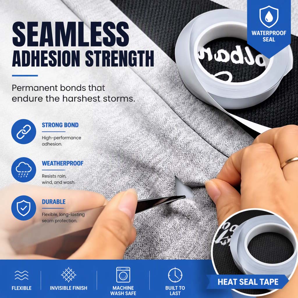 Waterproof Seam Sealing Tape TPU 3-Layer Fabric Heat Seal Tape for Jackets and Outdoor Clothing 20mm Wide 50m Roll