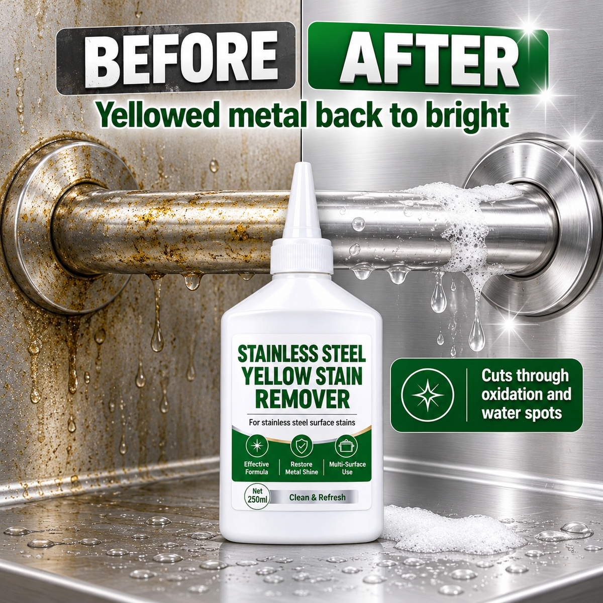 Multipurpose Stainless Steel Cleaner and Yellow Stain Remover