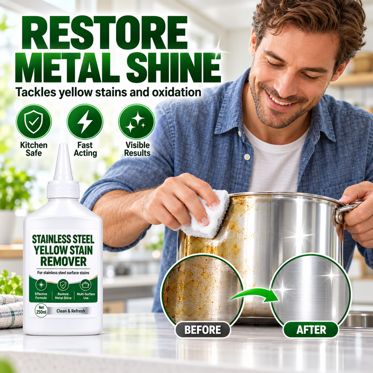 Multipurpose Stainless Steel Cleaner and Yellow Stain Remover