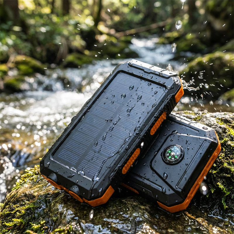 Solar Power Bank with LED Flashlight