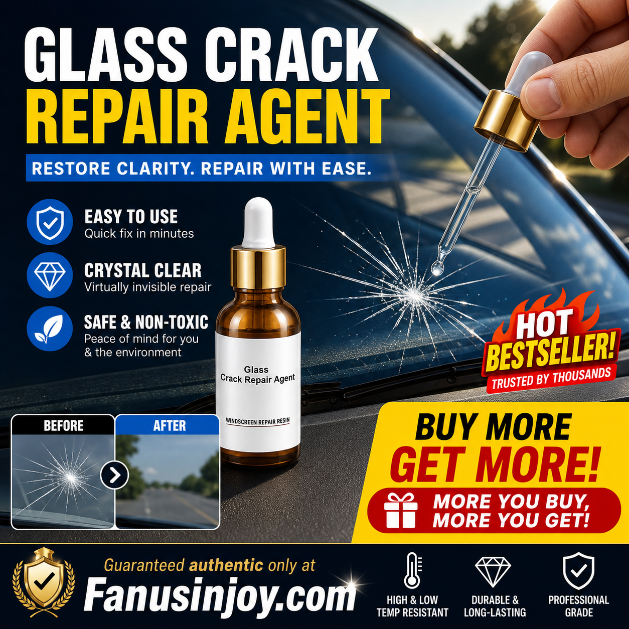 One drop fixes all glass cracks！🚗Glass Crack Repair Agent