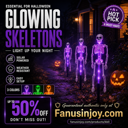 👻50% Off For Halloween! 💀Best Decorations For Spooky Ghost Vibes!🎃💡 Solar Skeleton Stake Lights – Glow In The Dark, Solar Powered, Easy To Install. Ideal For Haunted Yard, Porch & Walkway! 👻🪦✅