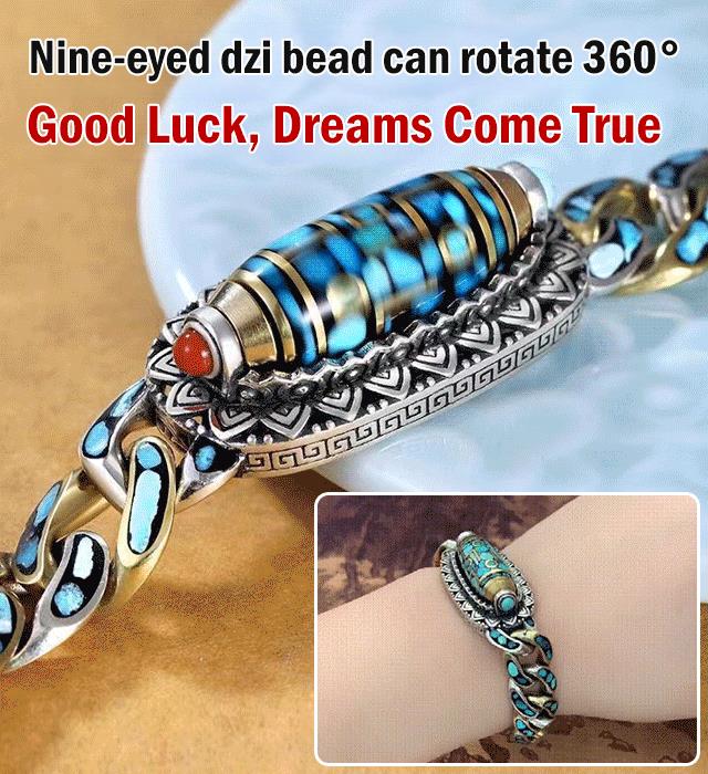 💎Turquoise Six-character Mantra Nine-eyed Dzi Bead Bracelet