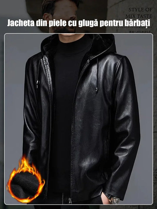 🔥Hot Christmas Sale 🔥Hooded leather jacket for men