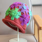 Gradient Colored Flower Handmade Knitted Pile Hat