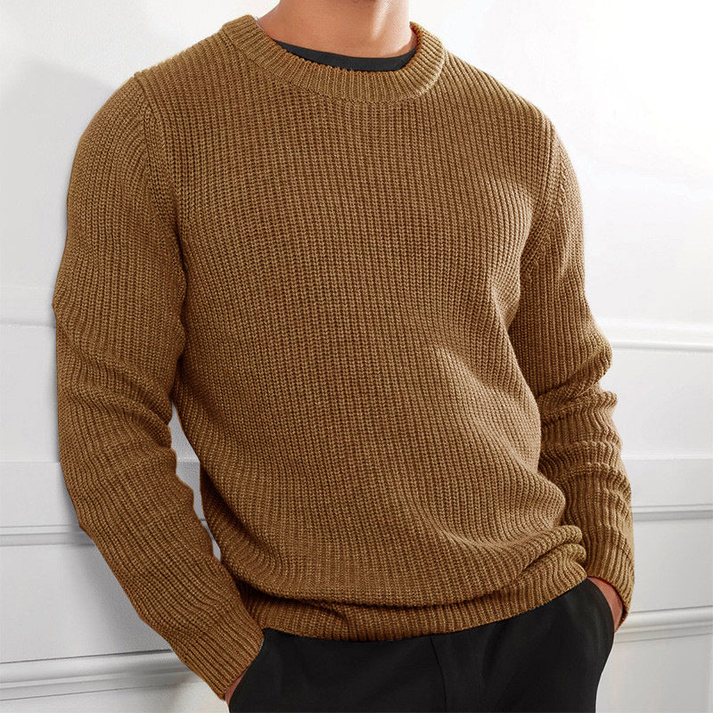 Solid Color Knit Crewneck Sweater
